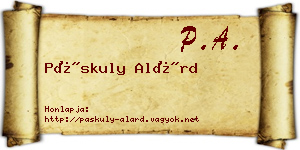Páskuly Alárd névjegykártya